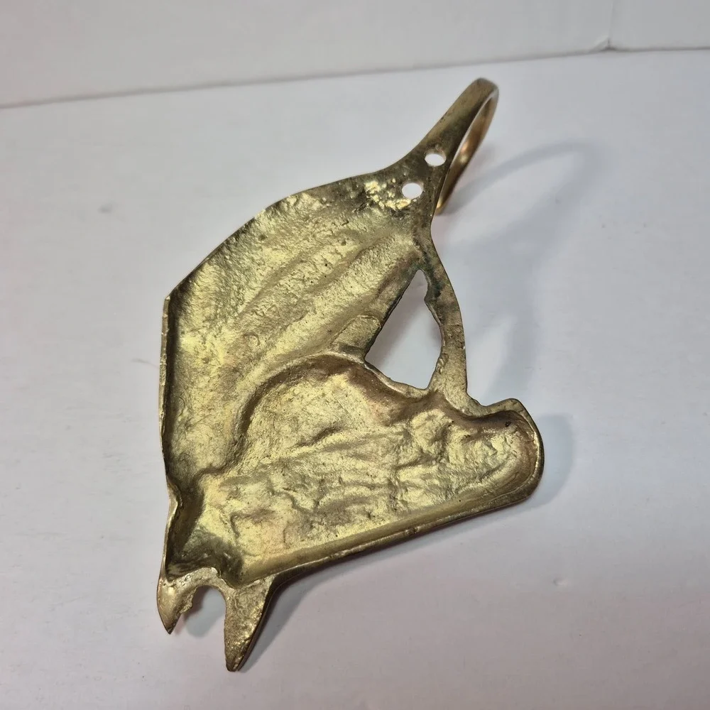 Vintage Brass Horse Head Wall Farmhouse Barn Equestrian Decor Coat Hanger Hook